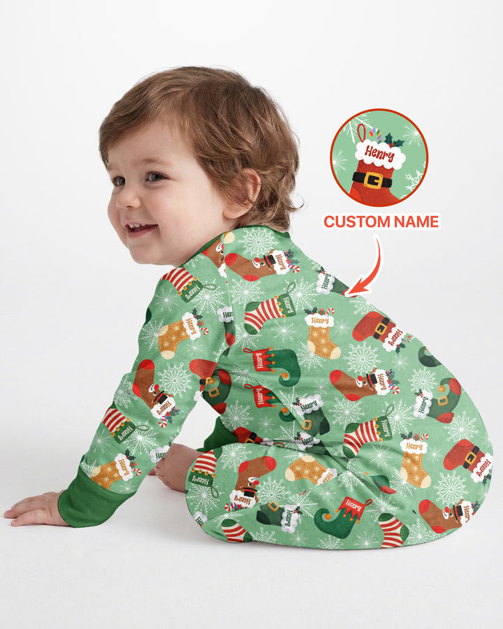 Personalize Christmas Crew Family Matching  Bamboo Convertible Zippy