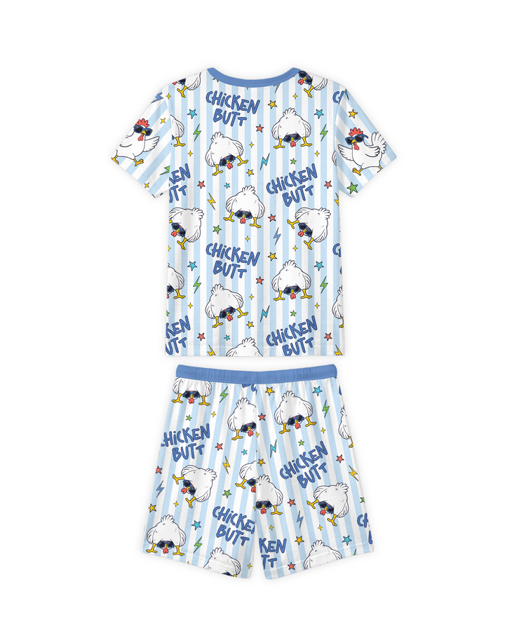 Guess What? Chicken Butt! Bamboo Men Short Sleeve Short Pajama Set