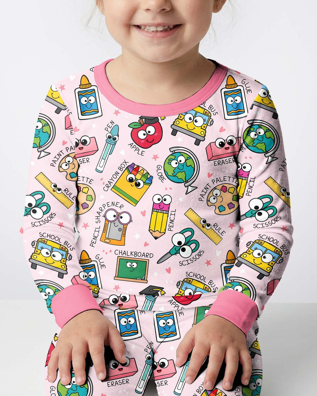 Happy School Pals  Bamboo Two Piece Long Sleeve Pajama Set