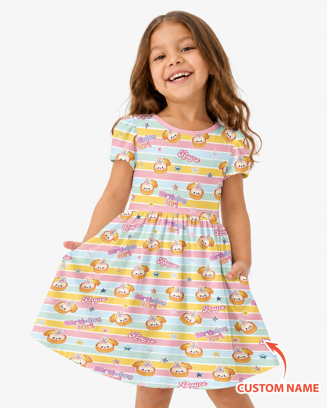 Custom Dumpling Birthday Girl Bamboo Twirl Dress