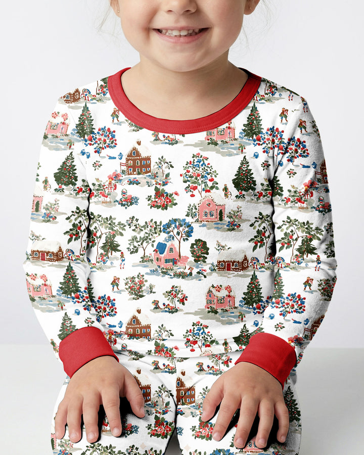 Christmas Village Winter Holiday Bamboo Two Piece Long Sleeve Pajama Set