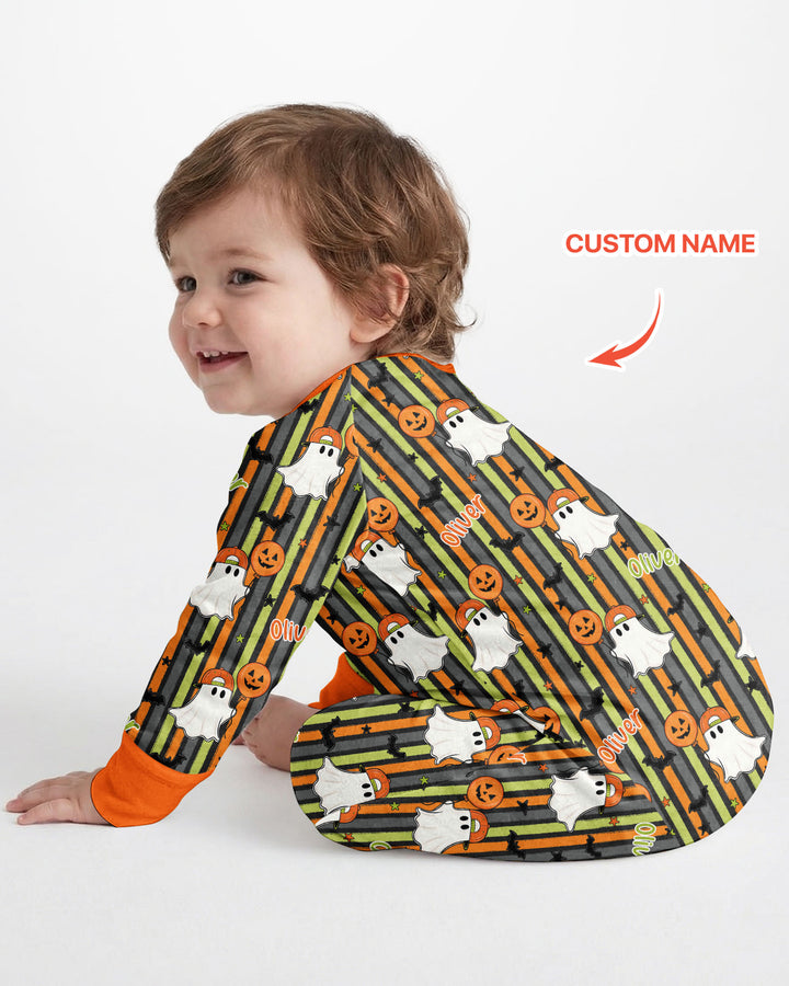 Custom Name Ghost Holding Balloon Bamboo Convertible Zippy