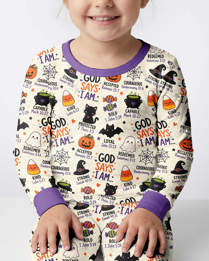 Halloween God Says I Am Bamboo Two Piece Long Sleeve Pajama Set
