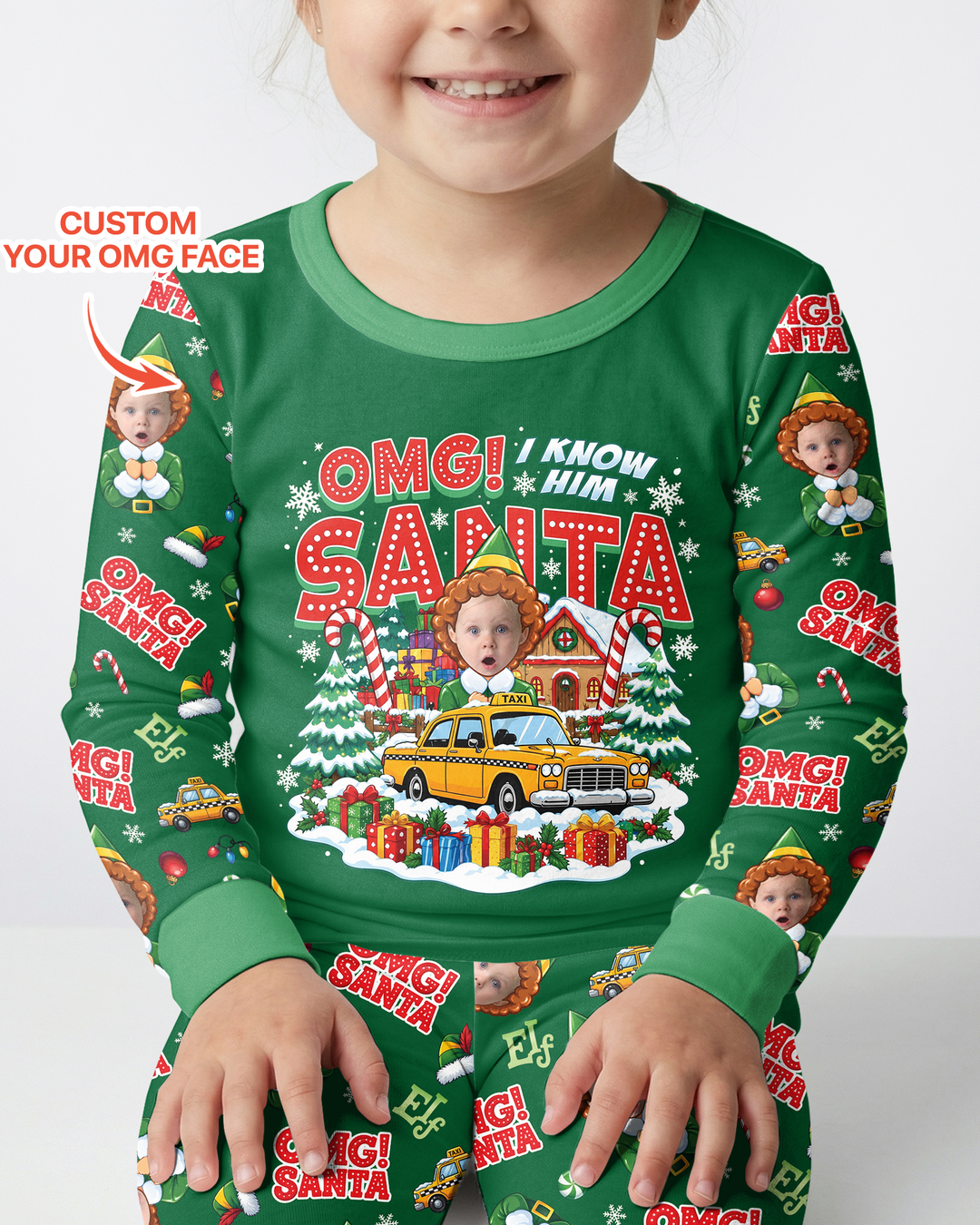 Custom Image OMG Santa Bamboo Two Piece Long Sleeve Pajama Set