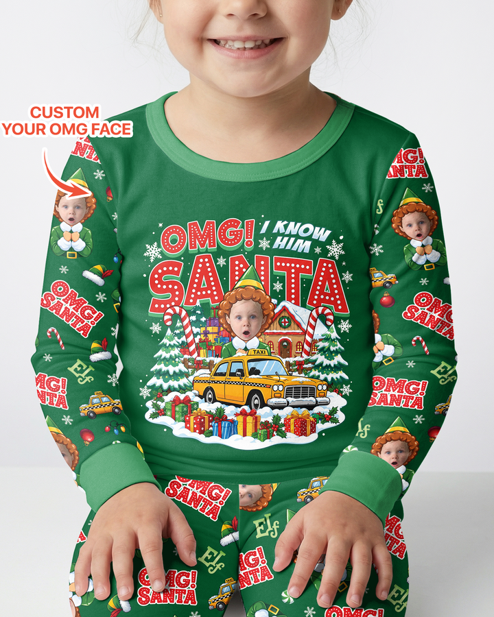 Custom Image OMG Santa Bamboo Two Piece Long Sleeve Pajama Set