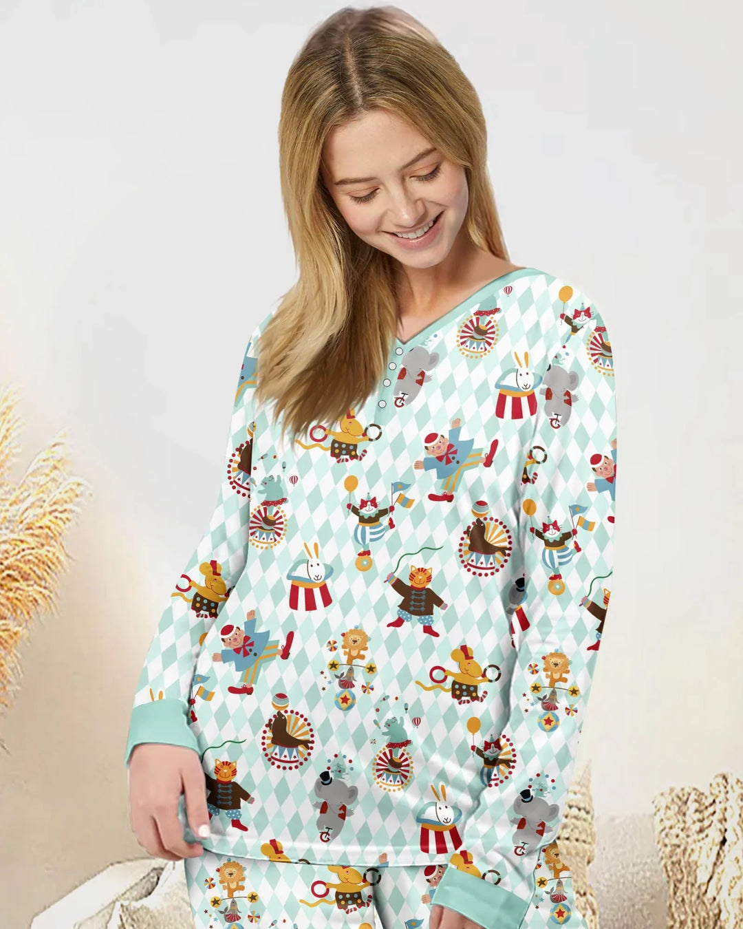 Circus-Tier-Bambus-Damen-Pyjama-Set