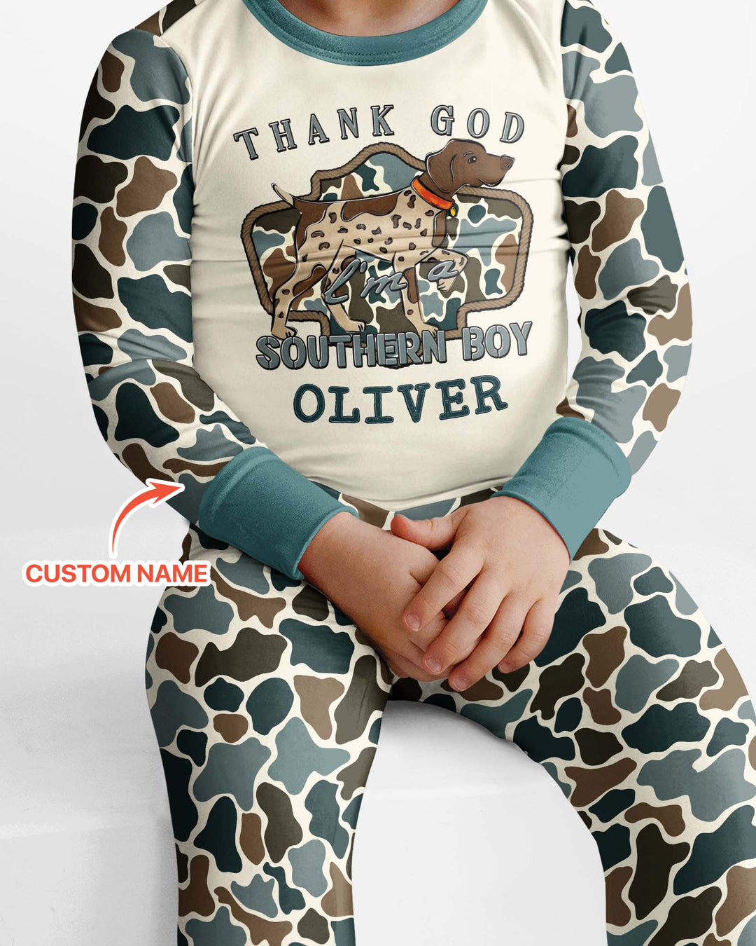 Custom Name Thank God I'm a Southern Bamboo Two Piece Long Sleeve Pajama Set