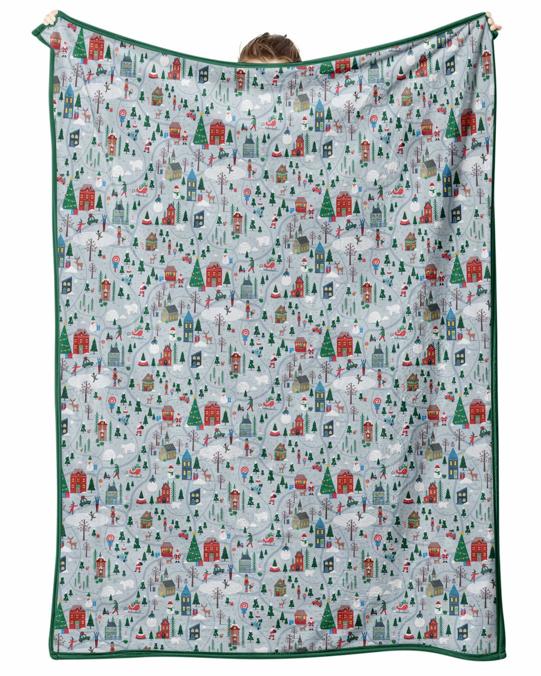 Snowy Christmas Village Map Bamboo Blanket