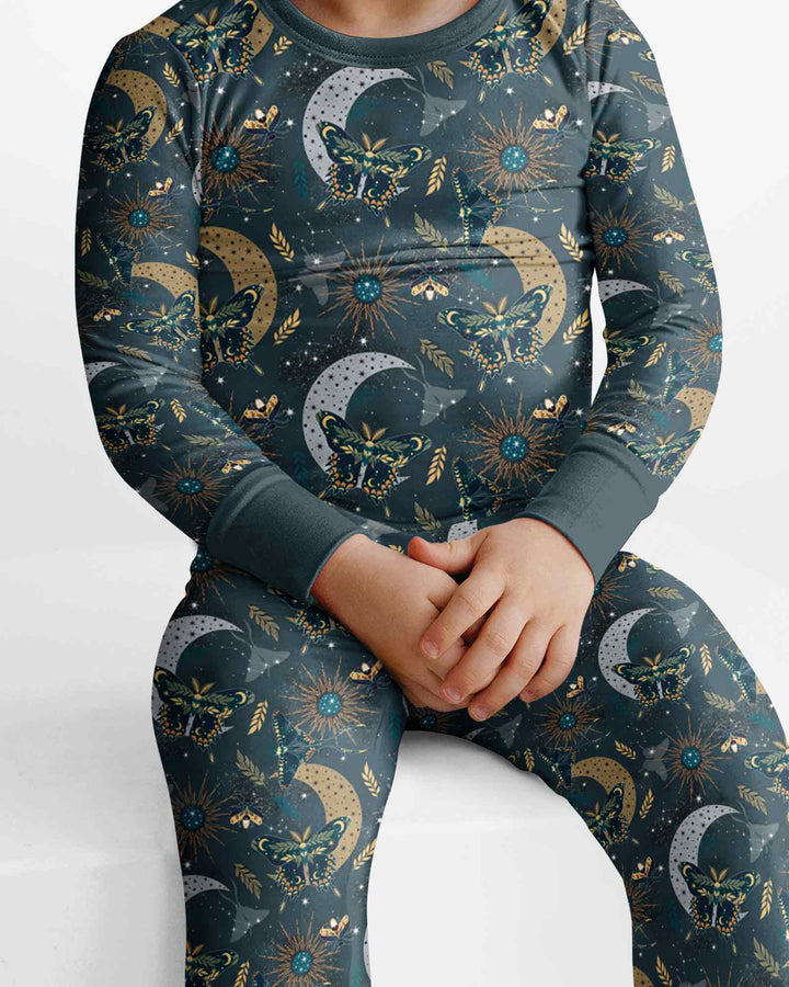 Celestial Moths Bamboo Two Piece Long Sleeve Pajama Set