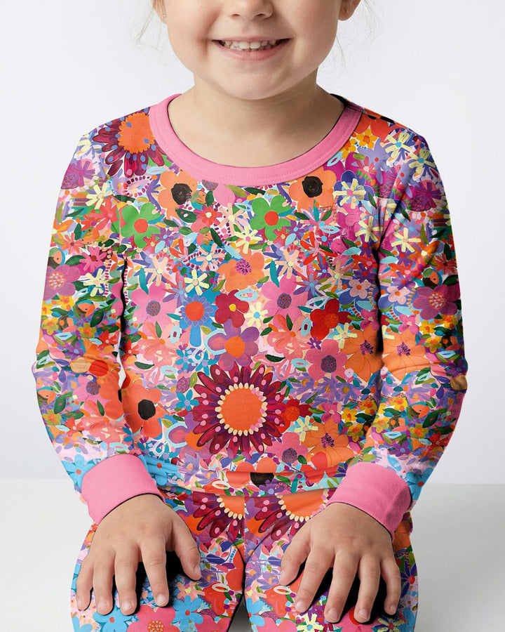 Regenbogenblüten Bambus Zweiteiliger Pyjama