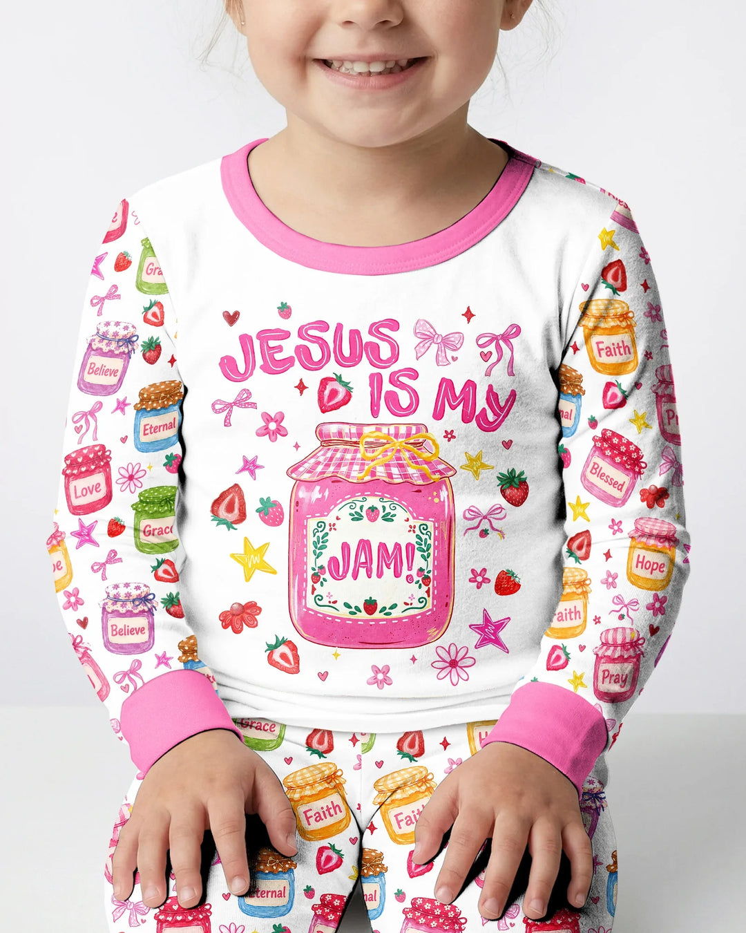 Zweiteiliges Langarm-Pyjama-Set mit Sommerfrüchten