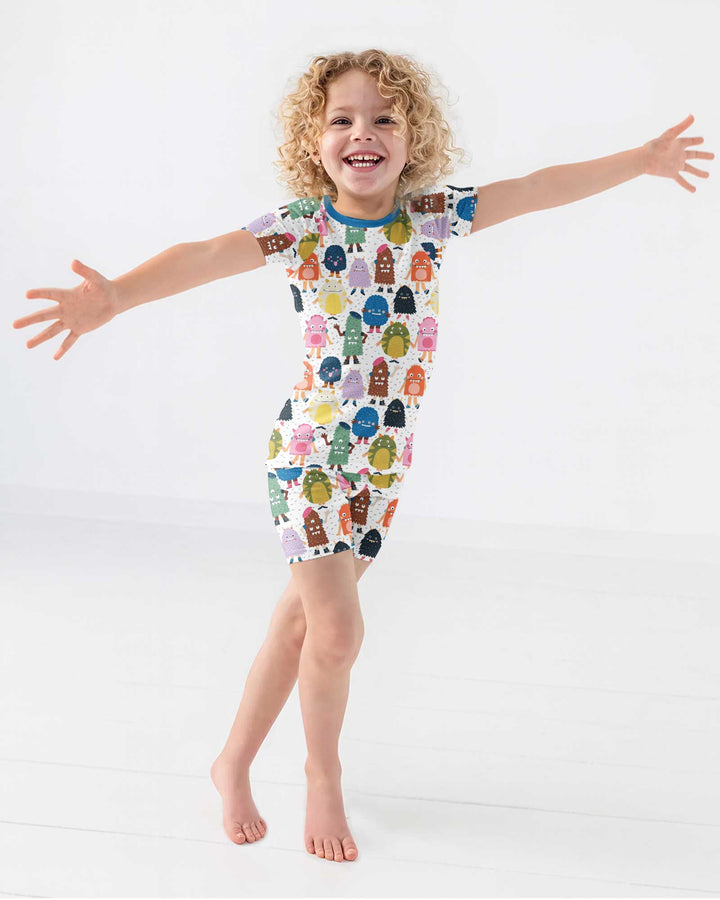 (Not So) Scary Monsters Bamboo Two Piece Short Sleeve Shorts Pajama Set