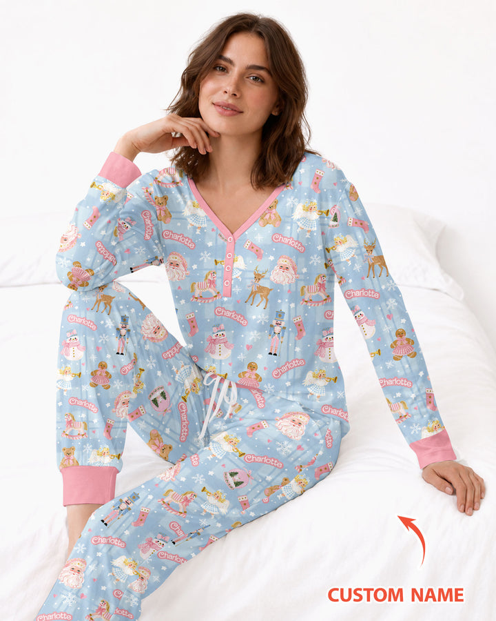 Custom Name Winter Wonderland Bamboo Women Pajama Set