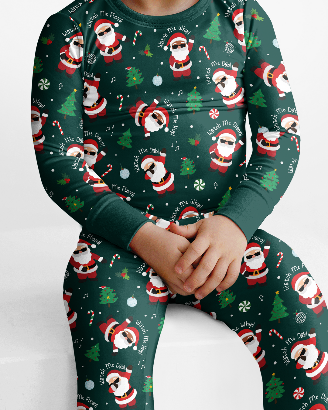Santa's Christmas Dance Party Bamboo Two Piece Long Sleeve Pajama Set