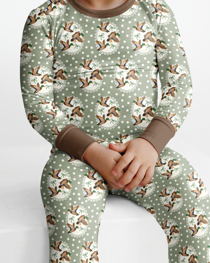 Dapper Ducks & Bows Bamboo Two Piece Long Sleeve Pajama Set
