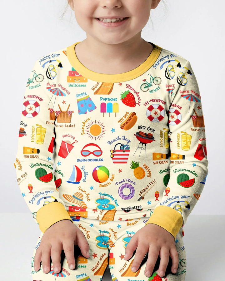 Zweiteiliges Langarm-Pyjama-Set mit Sommerfrüchten