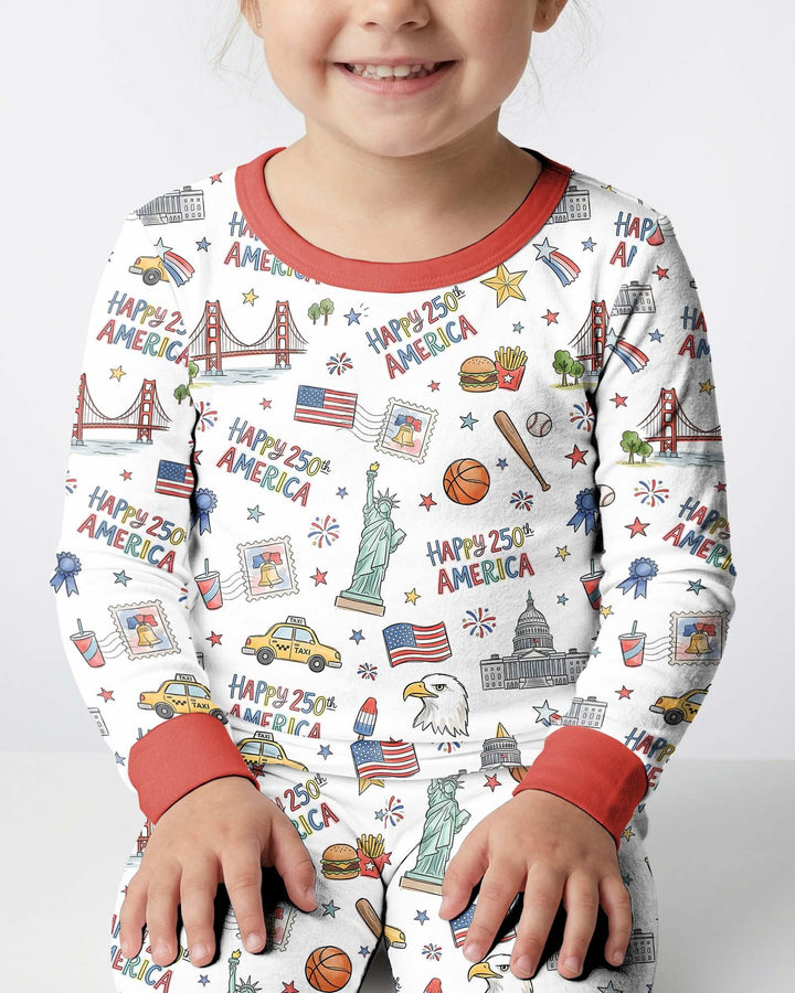 Zweiteiliges Langarm-Pyjama-Set mit Sommerfrüchten