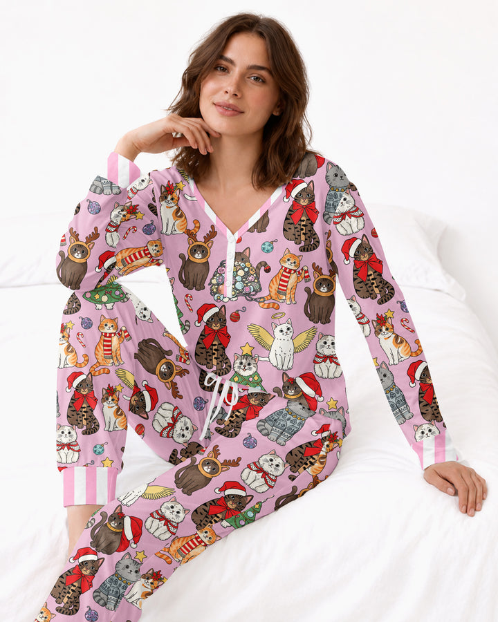 Christmas Kitty Wonderland Bamboo Women Pajama Set