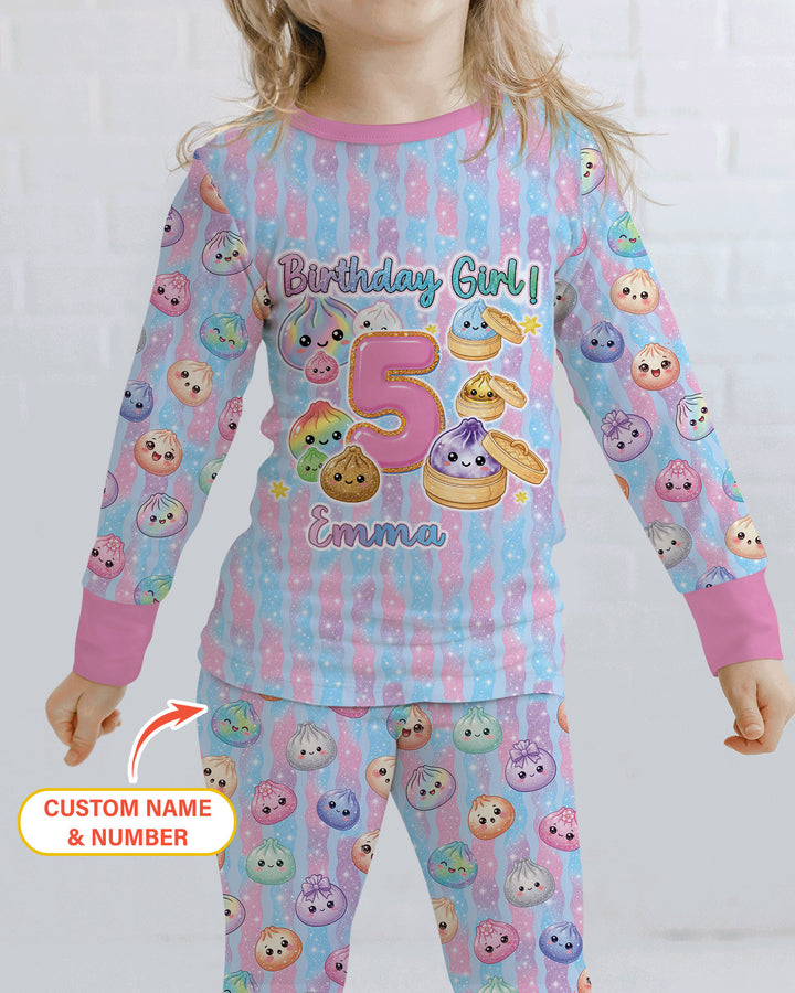 Squishy Birthday Custom Name & Age Bamboo Two Piece Long Sleeve Pajama Set