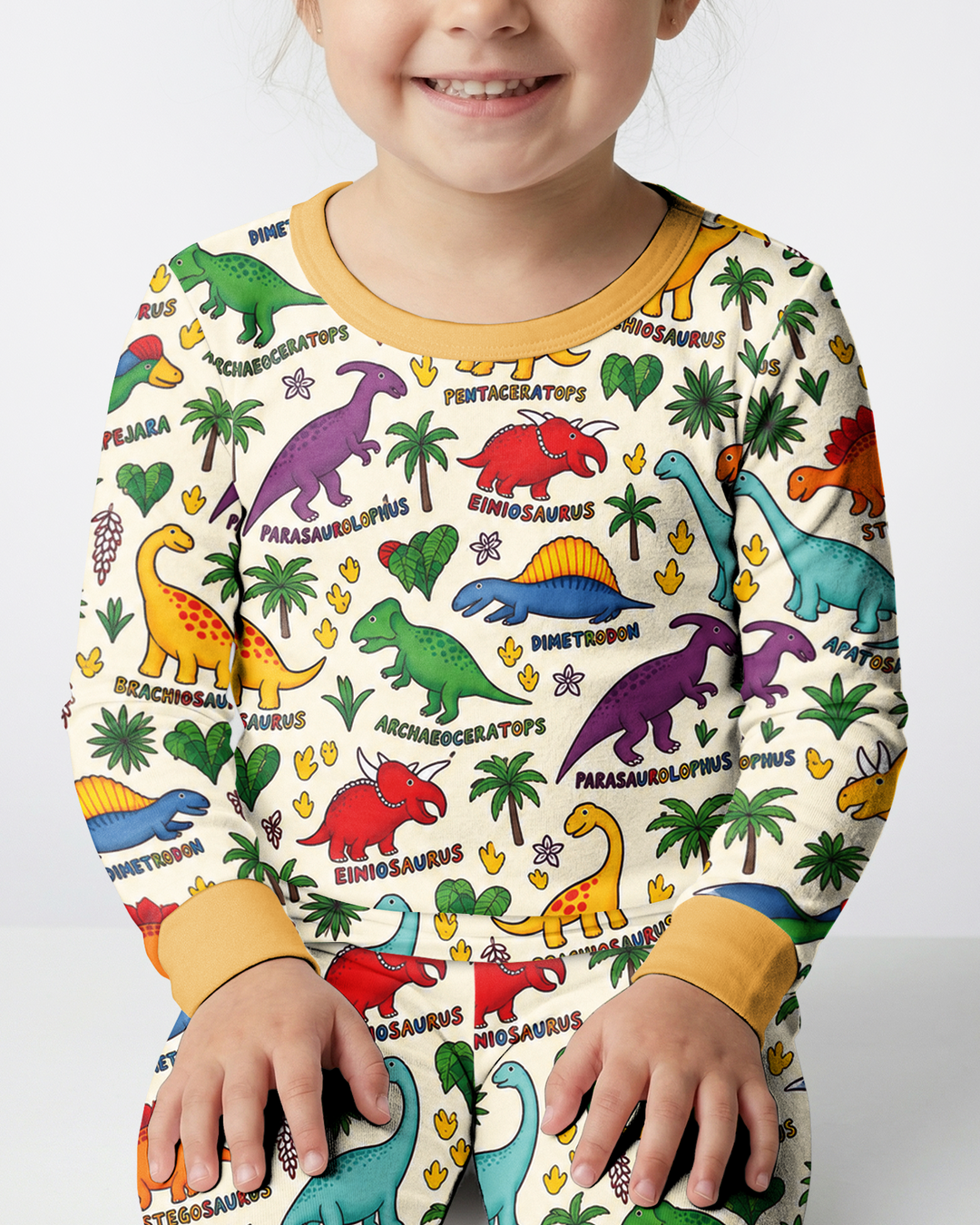 Full Dinosaur Bamboo Two Piece Long Sleeve Pajama Set