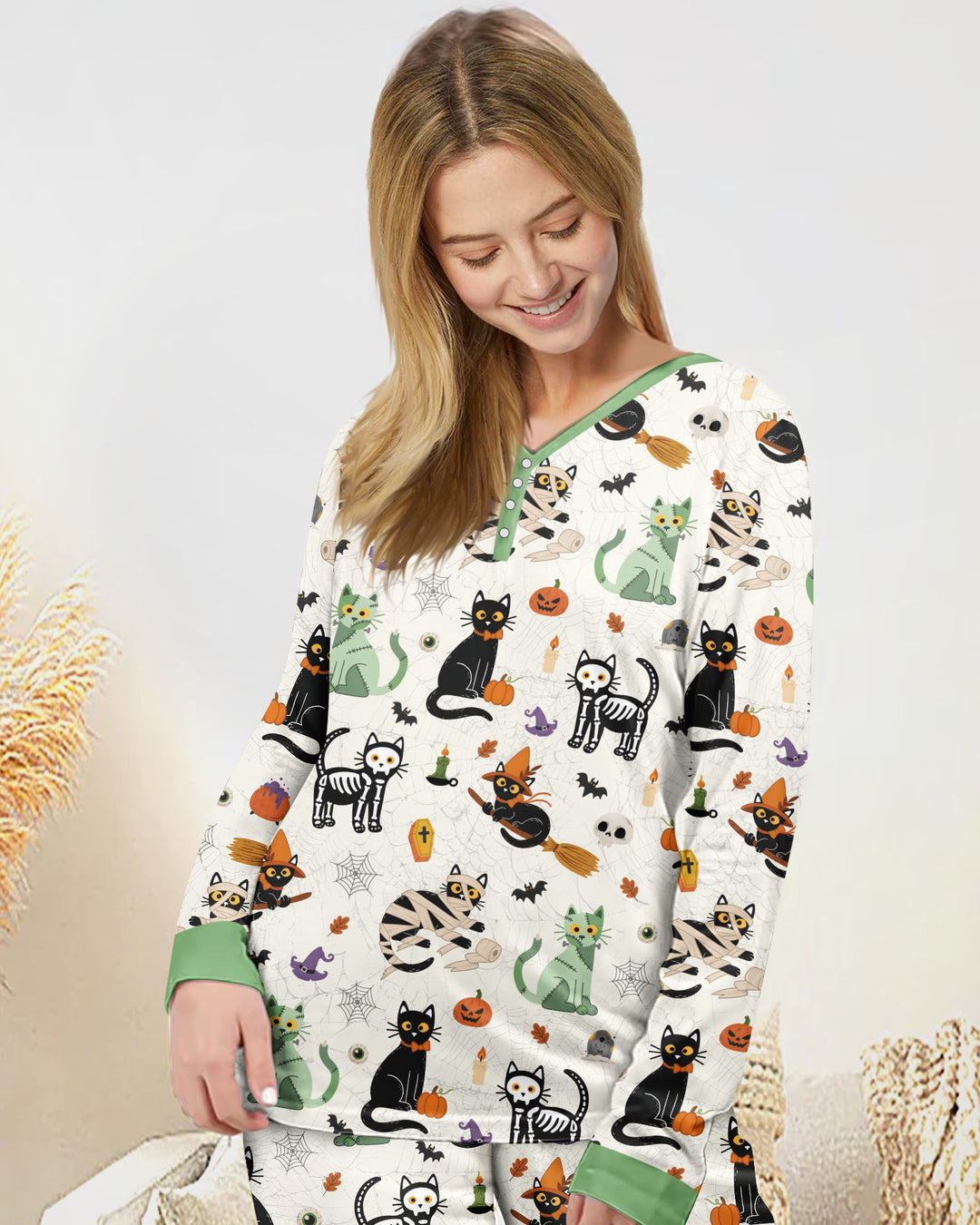 Spooky Cat Squad Bamboo Women Pajama Set