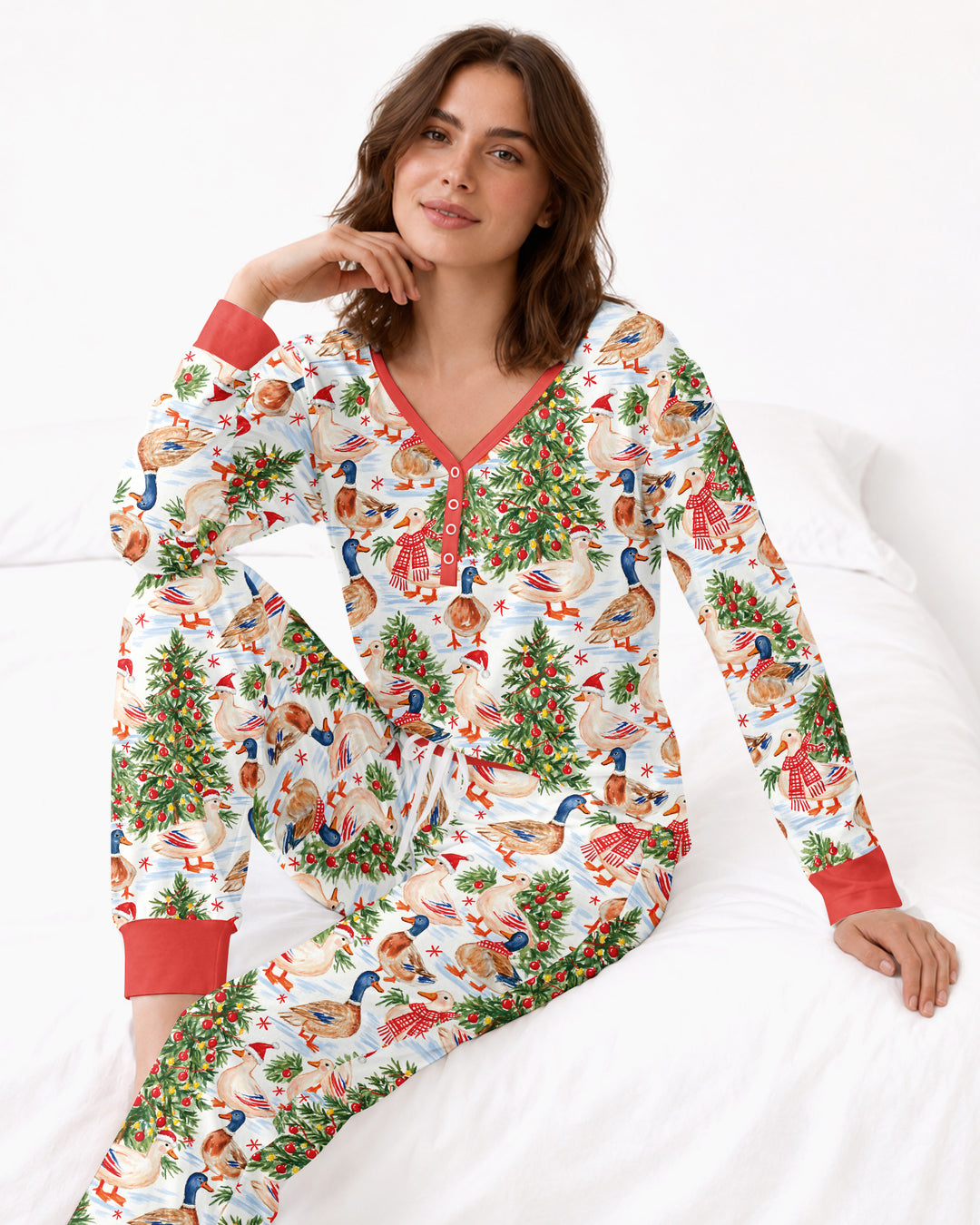 Christmas and Duck Bamboo Women Pajama Set