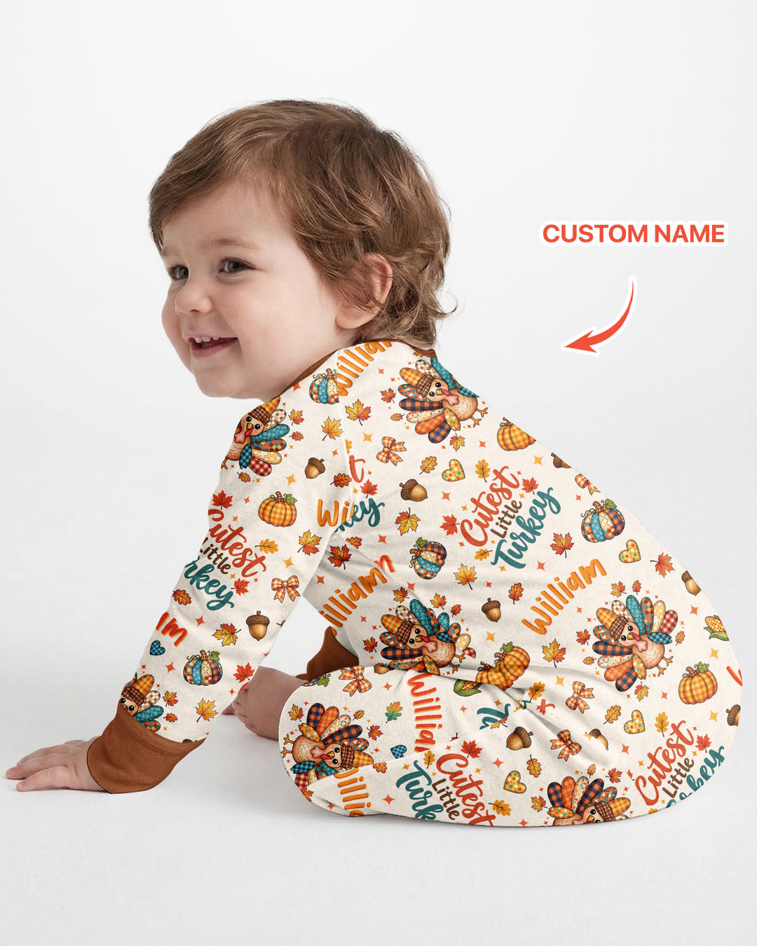 Custom Name Cutest Little Turkey Bamboo Convertible Zippy