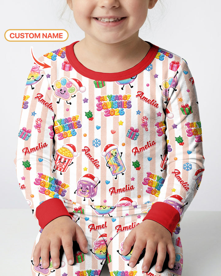 Custom Name The Year of Squishies 2026 Bamboo Two Piece Long Sleeve Pajama Set
