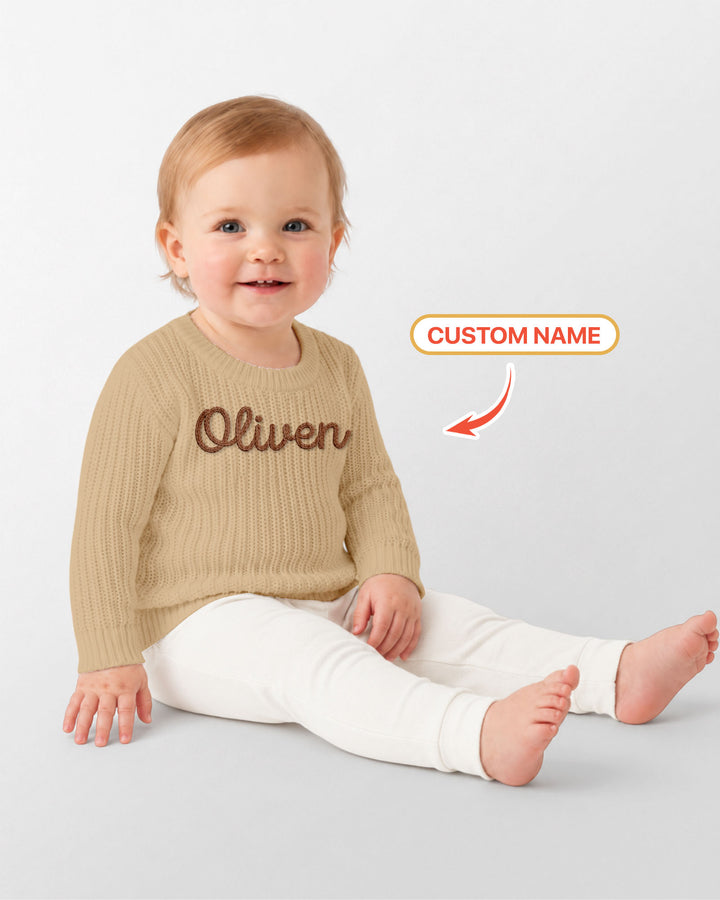 Embroidered Baby Name Bamboo Knit Sweater Bubble