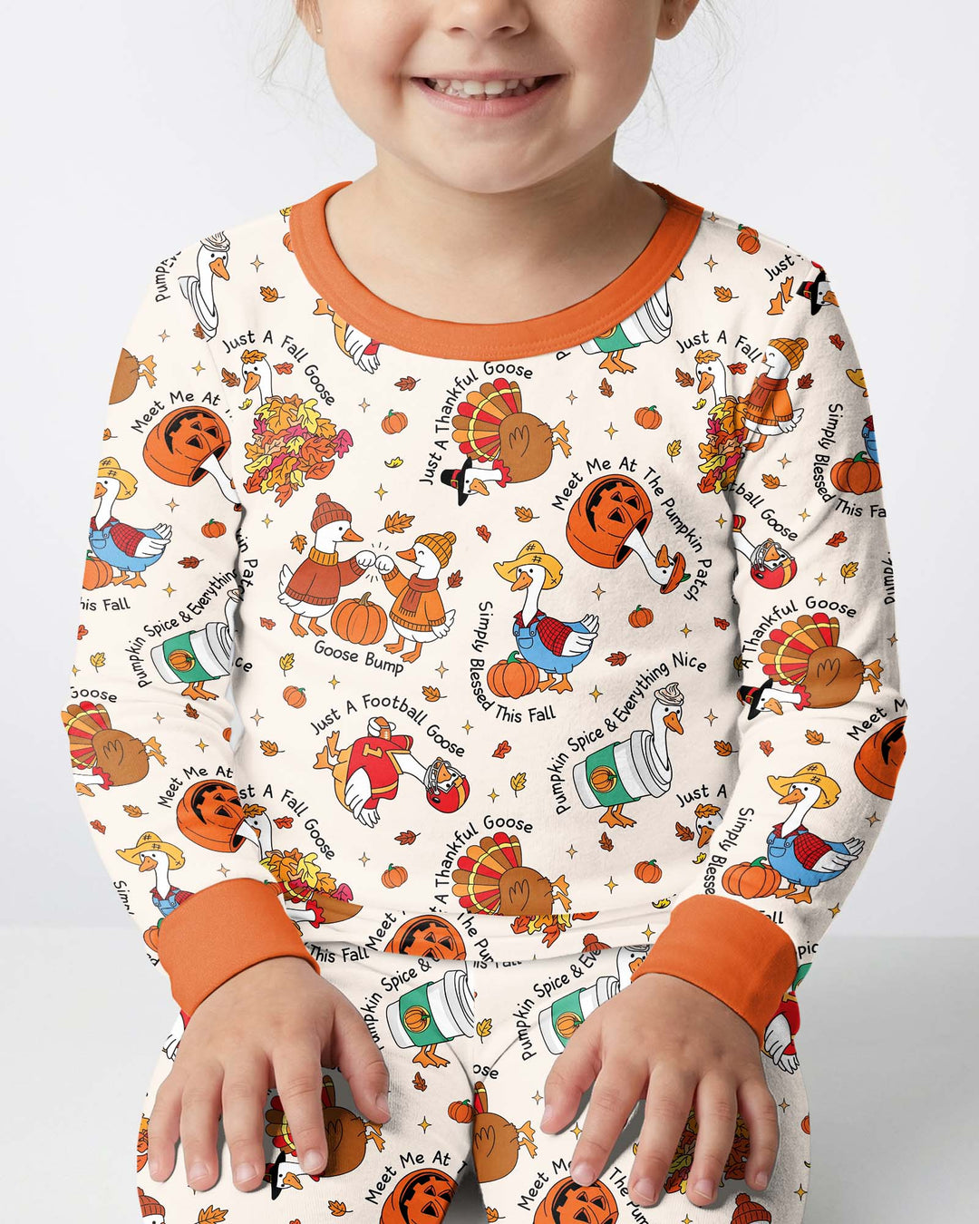 Just A Fall Goose Family Matching Bamboo Two Piece Long Sleeve Pajama Set