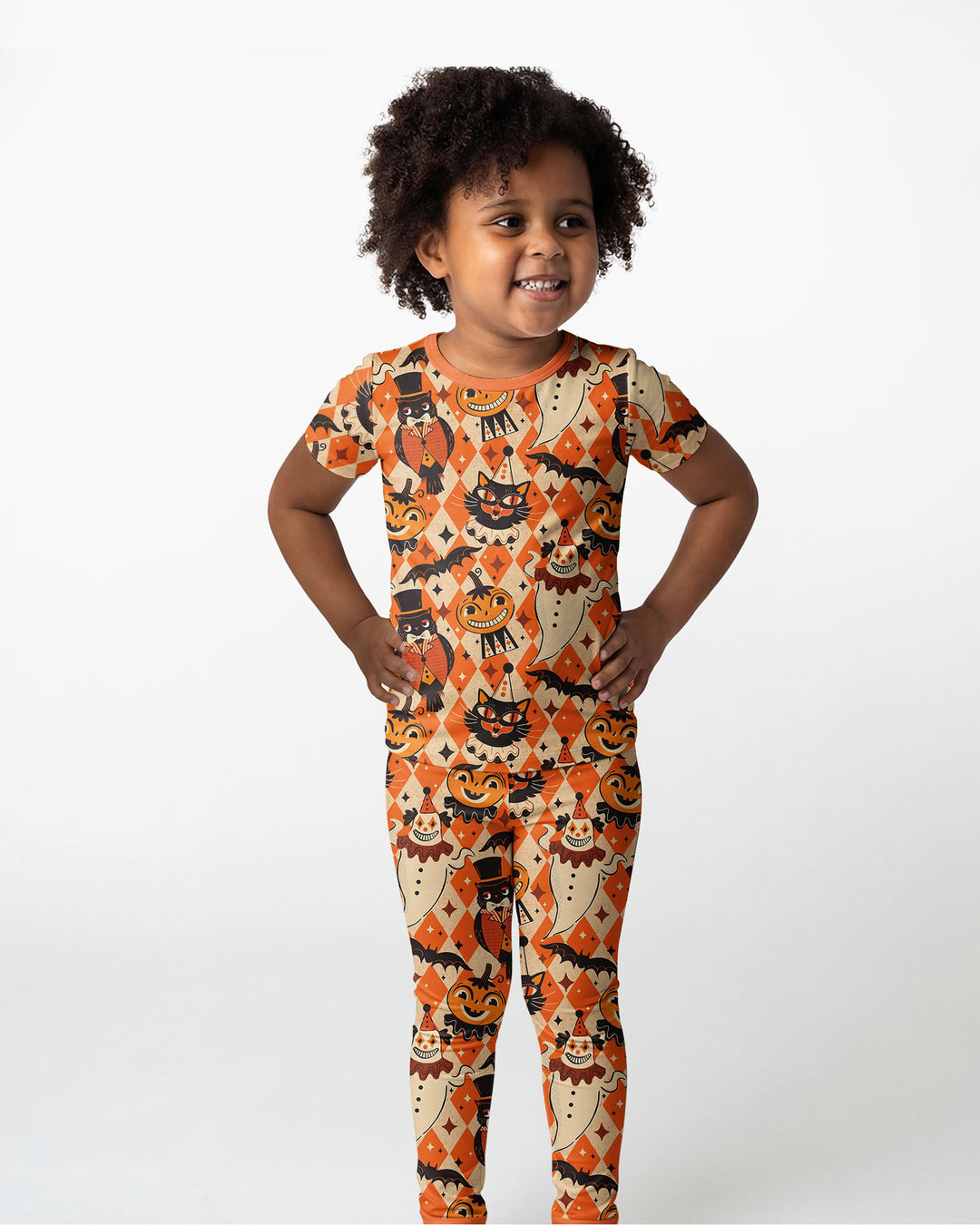 Vintage Halloween Carnival Bamboo Two Piece Short Sleeve Pajama Set