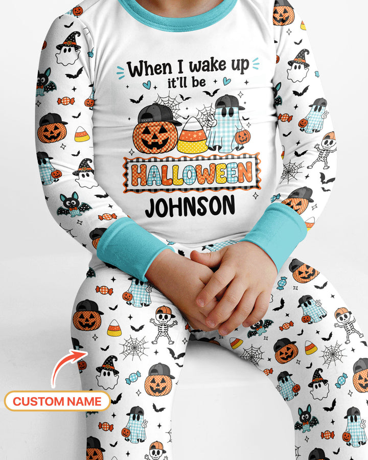 Custom Name When I Wake Up It'll Be Halloween! Bamboo Two Piece Long Sleeve Pajama Set
