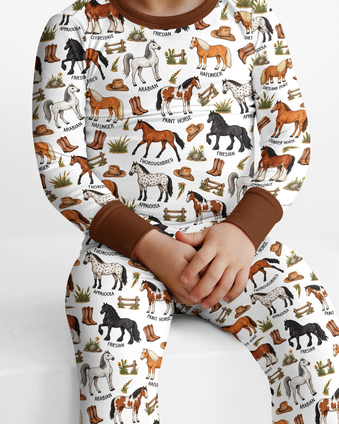 Types Of Horses Bamboo Two Piece Long Sleeve Pajama Set