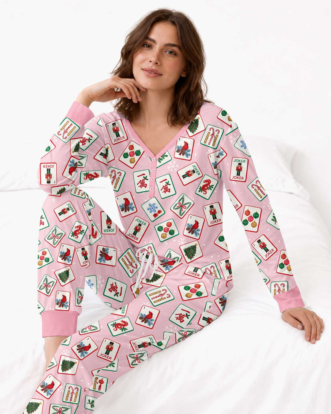 Christmas Mahjong  Bamboo Women Pajama Set