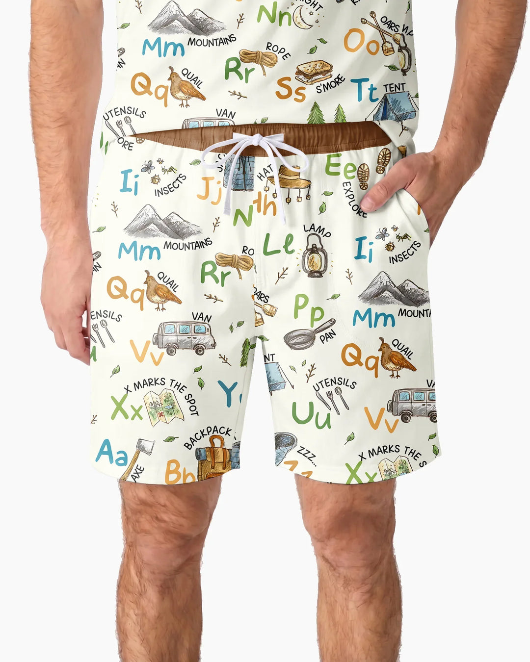 Adventure Alphabet ABCs Summer Camp Bamboo Men Short Sleeve Short Pajama Set