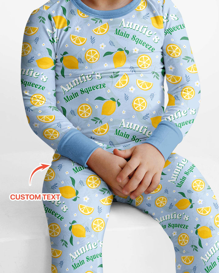 Personalized Family's Main Squeeze Bamboo Two Piece Long Sleeve Pajama Set