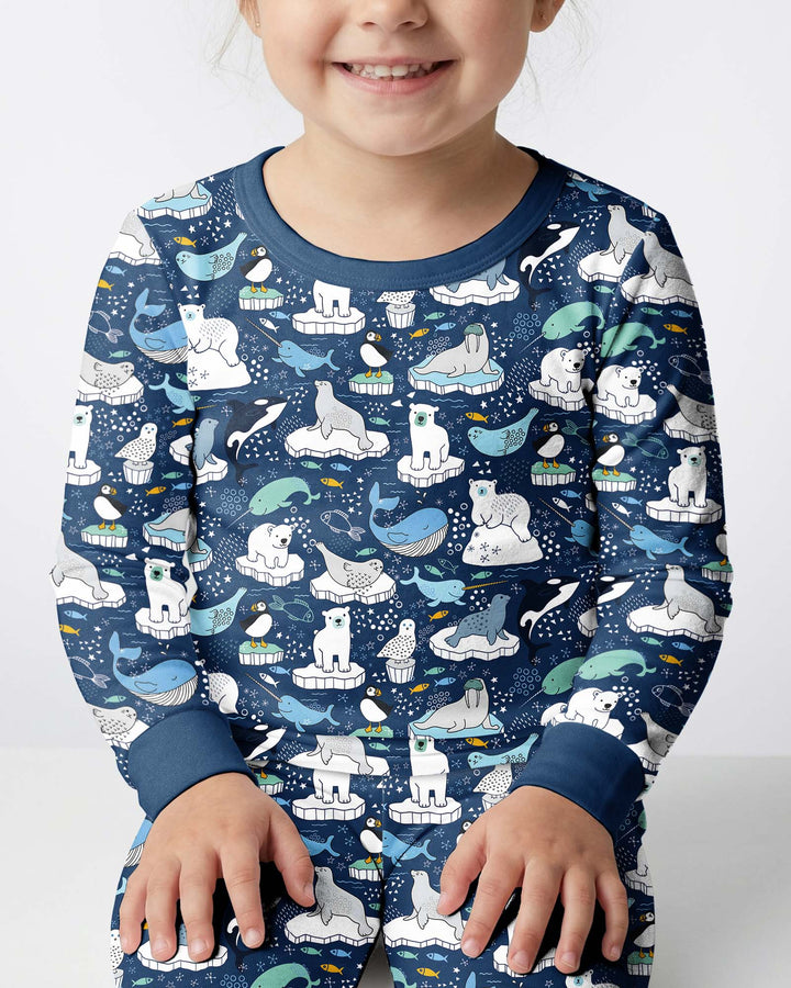 Animal Icebergs Bamboo Two Piece Long Sleeve Pajama Set