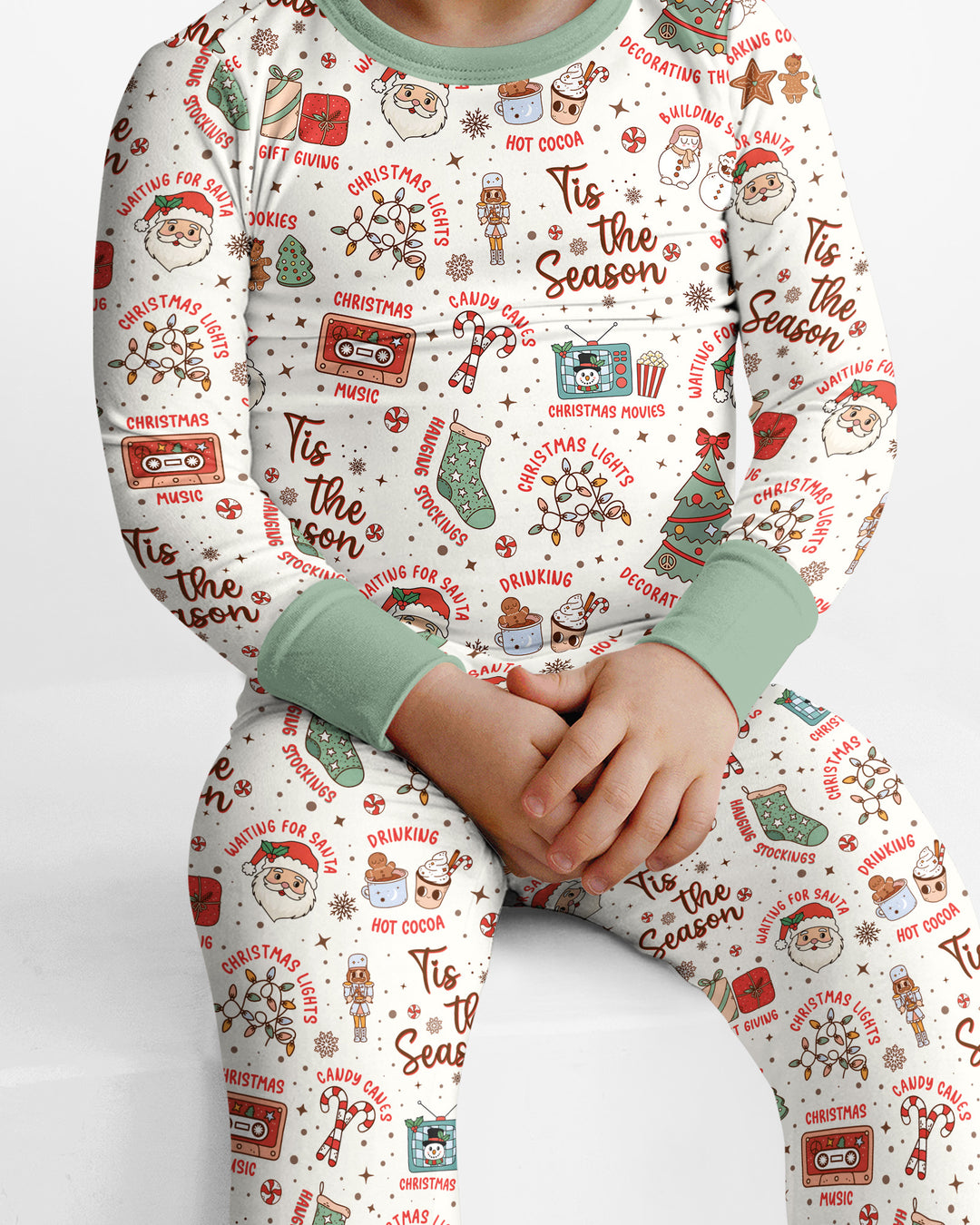 Tis The Season Retro Christmas Bamboo Two Piece Long Sleeve Pajama Set