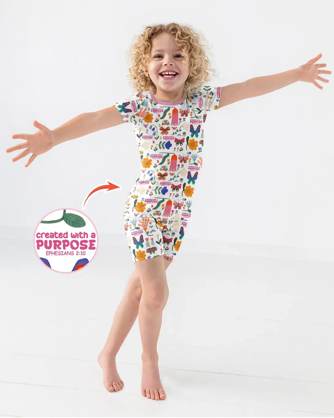 Zweiteiliges, kurzärmliges Pyjama-Set mit Marienkäfern