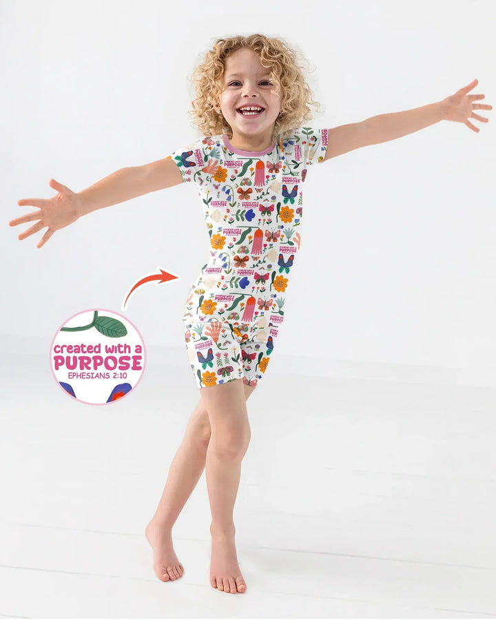 Zweiteiliges, kurzärmliges Pyjama-Set mit Marienkäfern