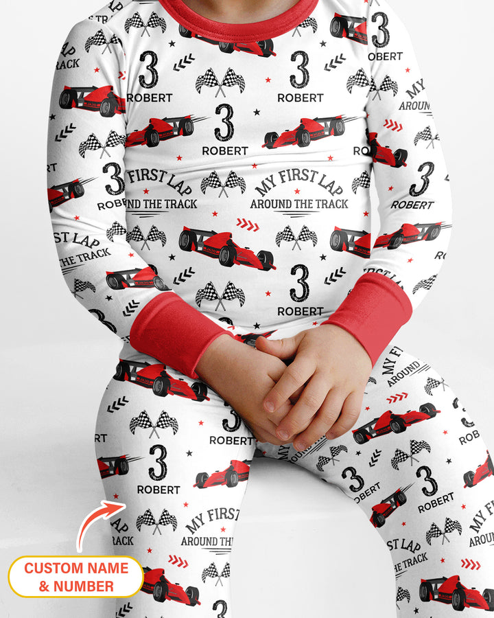 Custom Birthday My First Lap Around The Track Bamboo Two Piece Long Sleeve Pajama Set