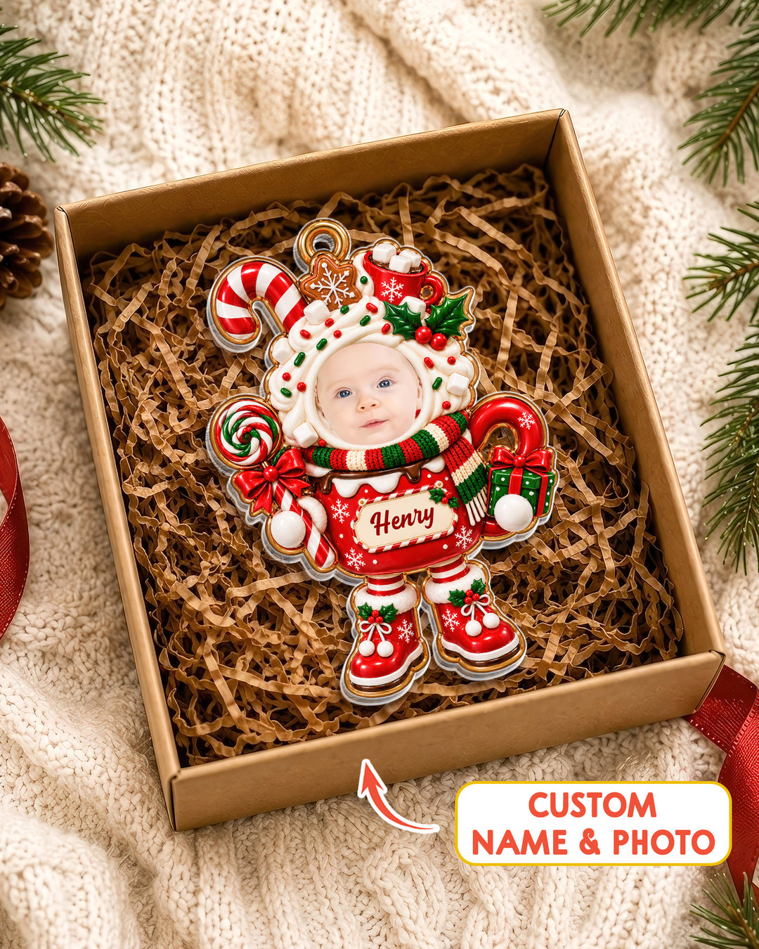 Candy Cane Cutie Acrylic Ornament