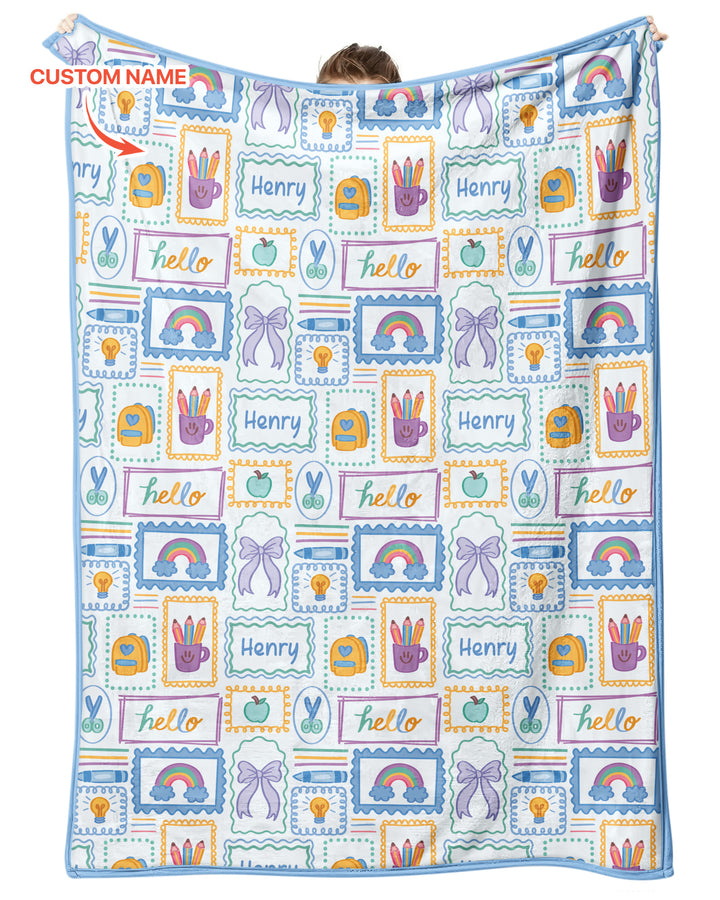 Custom Name Hello School Bamboo Blanket