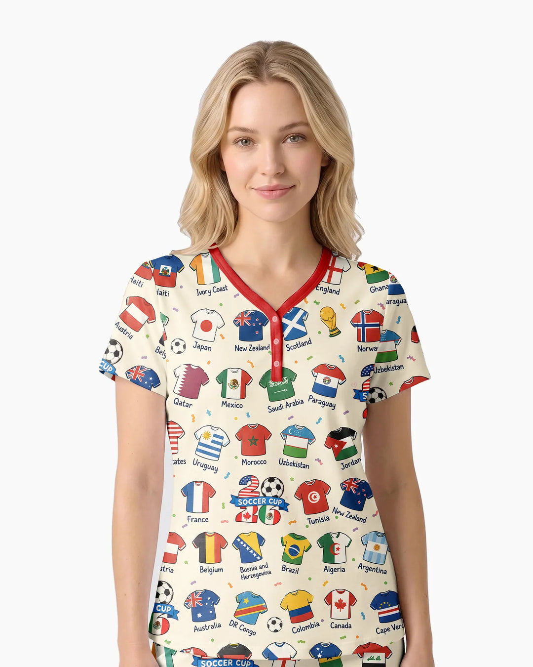 2026 Soccer World Jersey Flag Family Matching Bamboo Women Short Sleeve Short Pajama Set