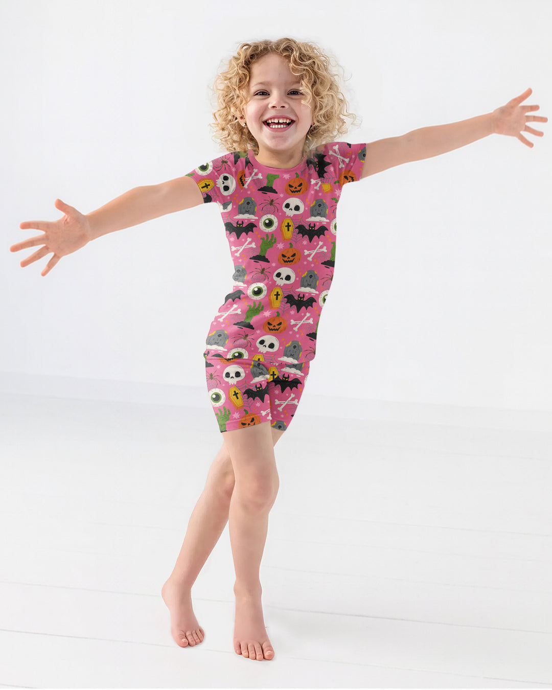 Little Monsters Bambus Zweiteiliger Schlafanzug mit kurzen Ärmeln und Shorts für Halloween