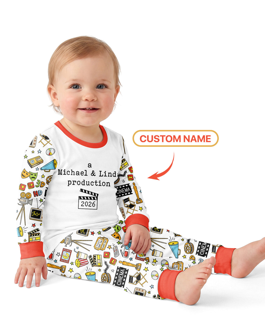 Zweiteiliges Langarm-Pyjama-Set mit Sommerfrüchten