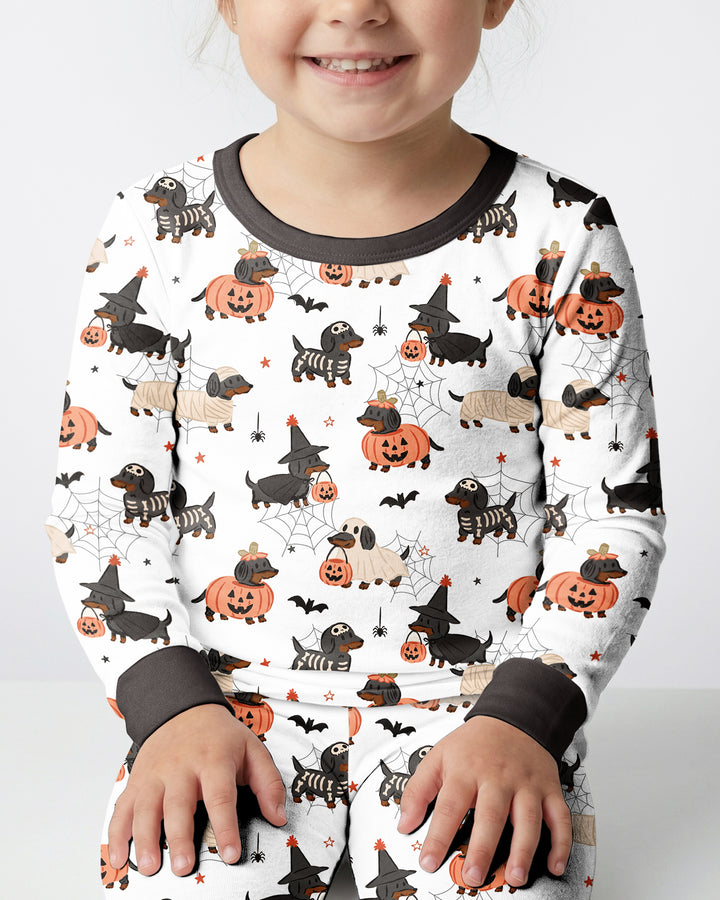 Howl-O-Weenie Dachshund Two Piece Long Sleeve Pajama Set