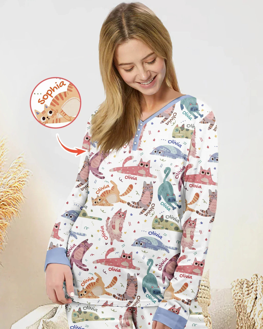 Template Damen Pyjama-Set aus personalisiertem Bambus