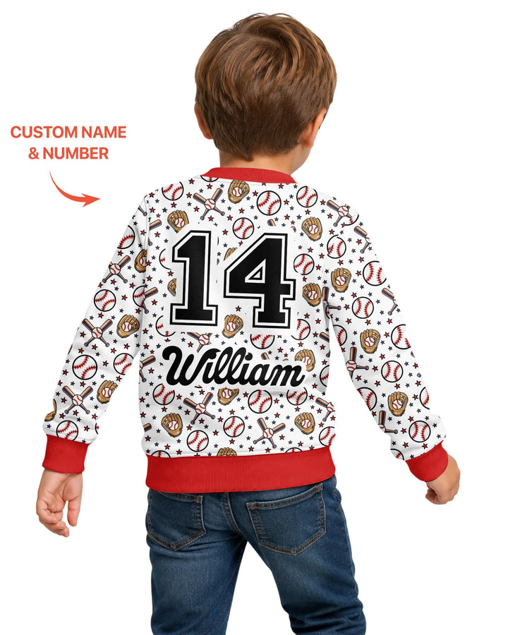 All-Star Baseball Custom Name Bamboo Crewneck Sweatshirt