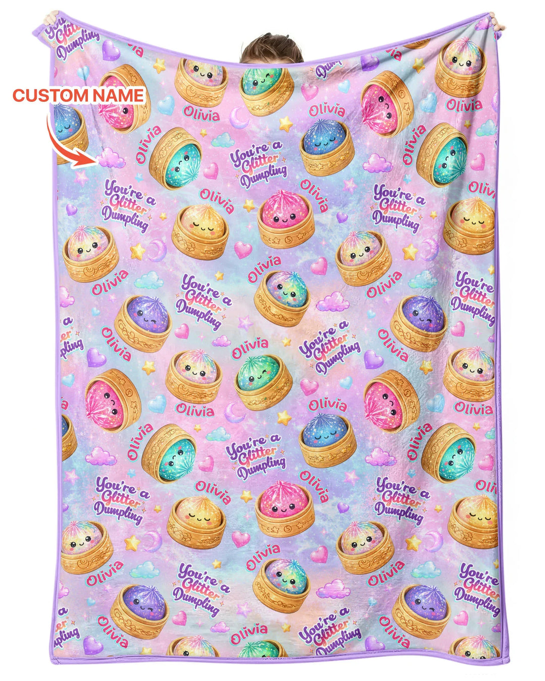 Custom Name You're A Glitter Dumpling Bamboo Blanket